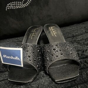 Nicole Miller Black Studded Mules